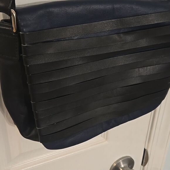 Maria sharapova by cole haan Black and blue Crossbody Bag vintage leather - Picture 2 of 11